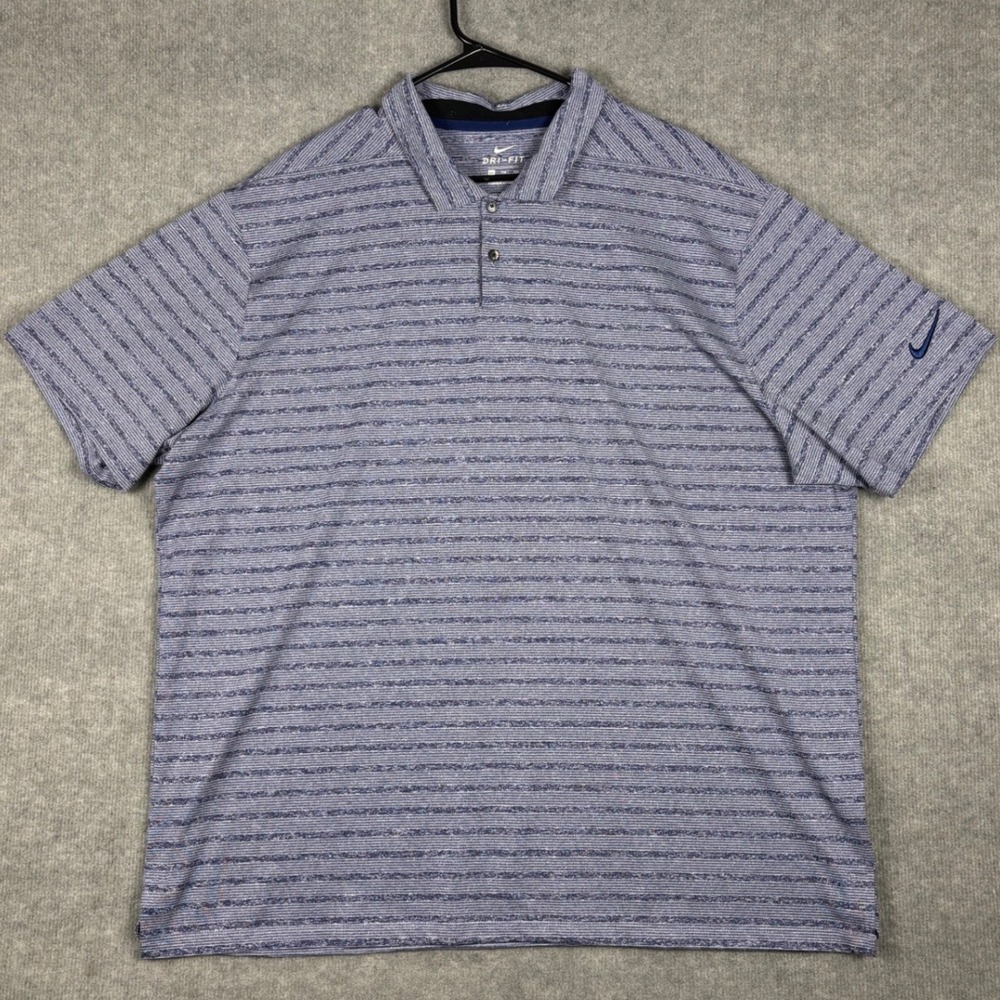 Nike Dri-FIT Striped Polo Shirt Short Sleeve Mens XXL Blue White